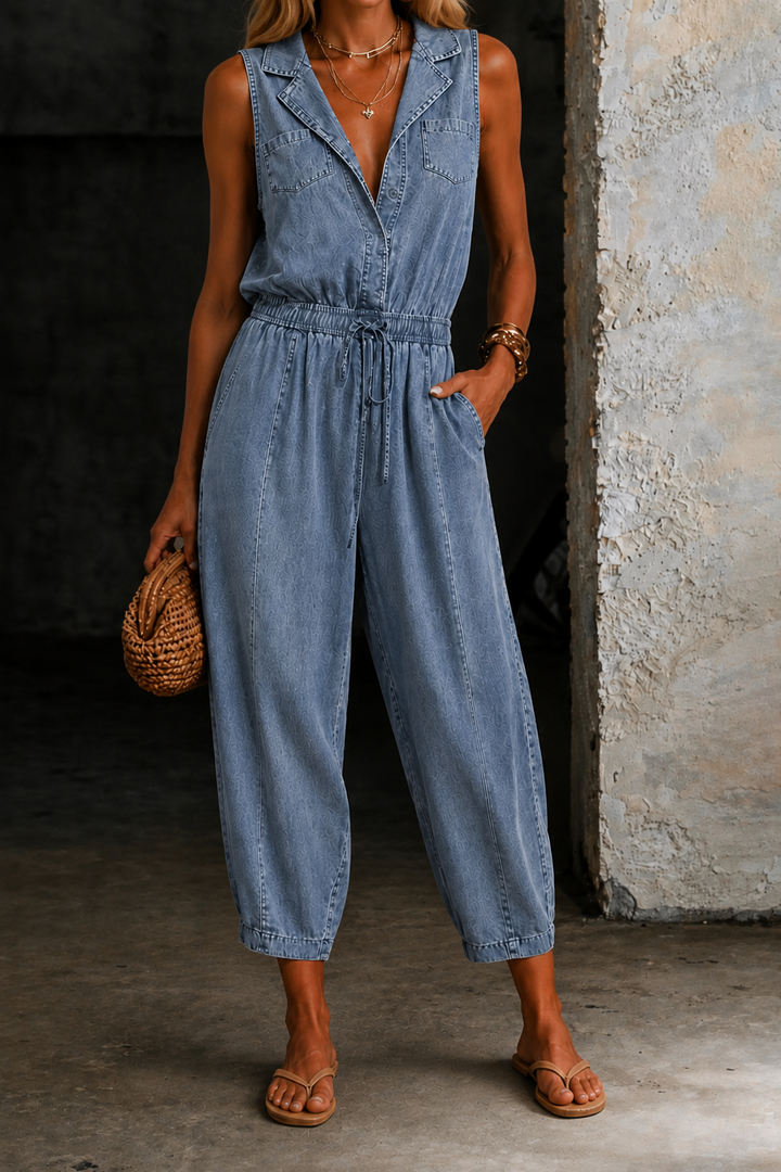 Sleeveless Denim Jumpsuits