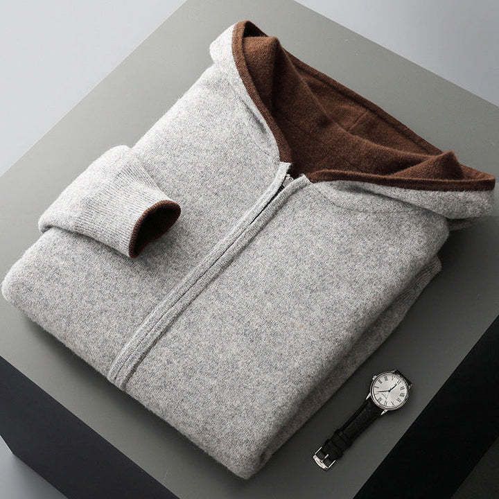 Reversible Hooded Cashmere Cardigan