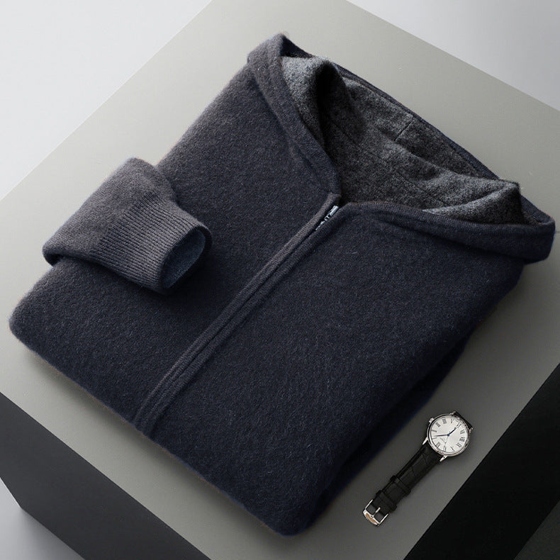 Reversible Hooded Cashmere Cardigan