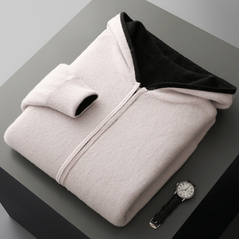 Reversible Hooded Cashmere Cardigan