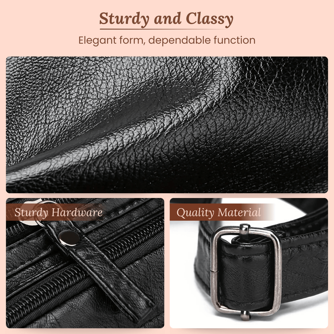 Quilted-Base Leather Crossbody Bag