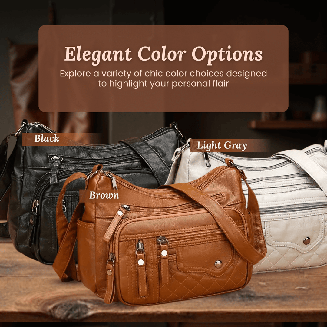 Quilted-Base Leather Crossbody Bag