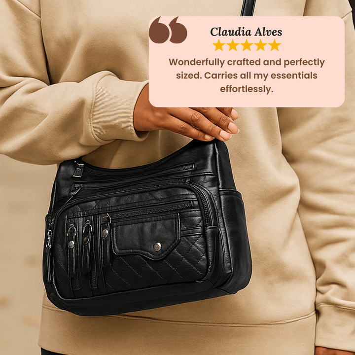 Quilted-Base Leather Crossbody Bag