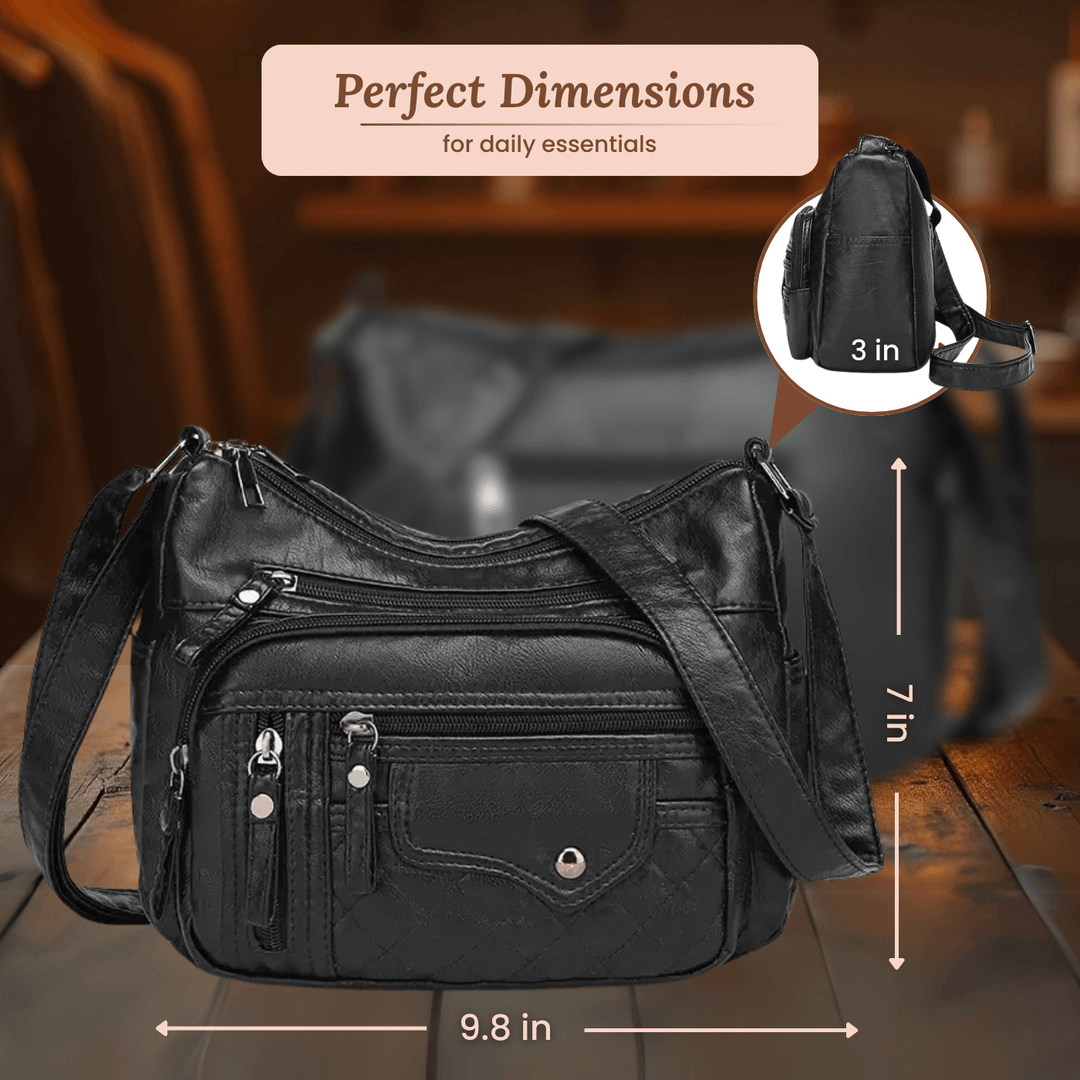 Quilted-Base Leather Crossbody Bag