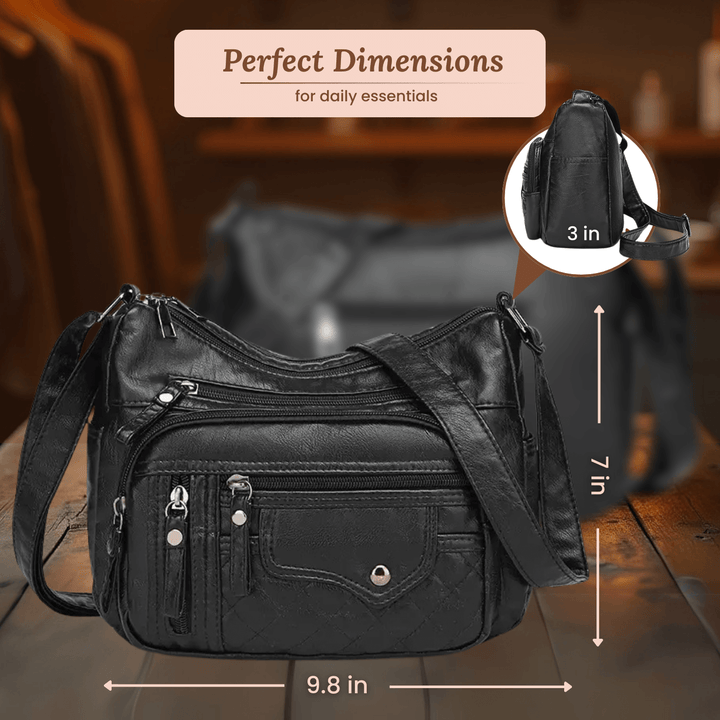 Quilted-Base Leather Crossbody Bag