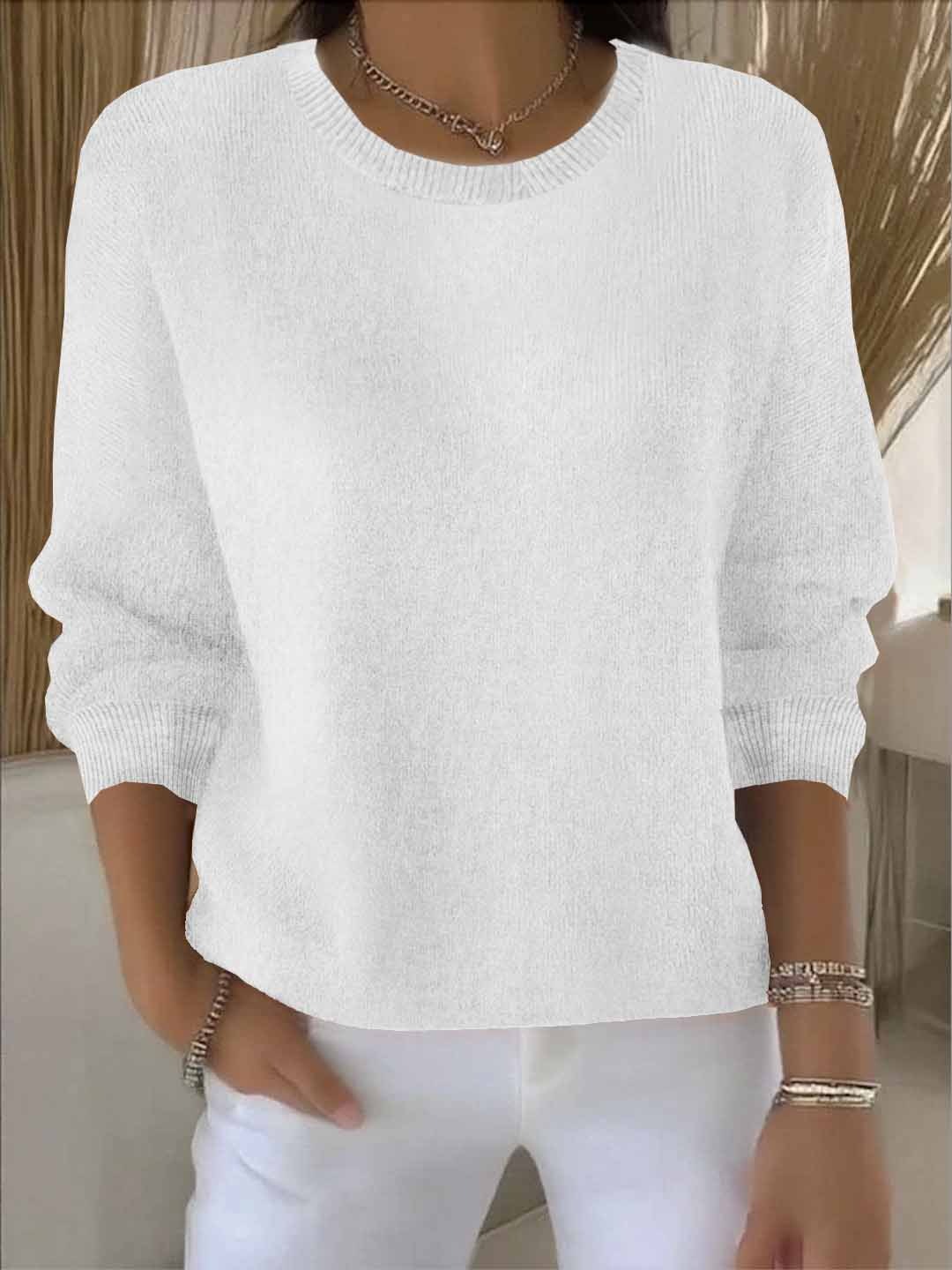 Ribbed Knit Jumper with Round Neck