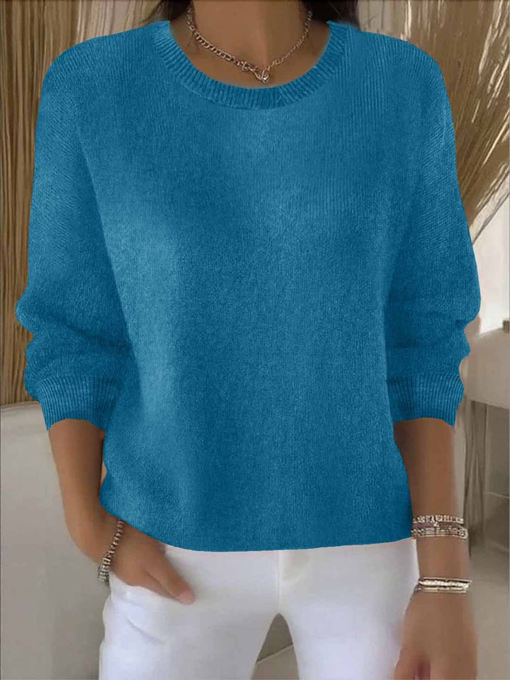 Ribbed Knit Jumper with Round Neck