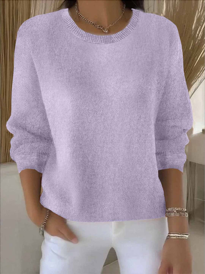 Ribbed Knit Jumper with Round Neck