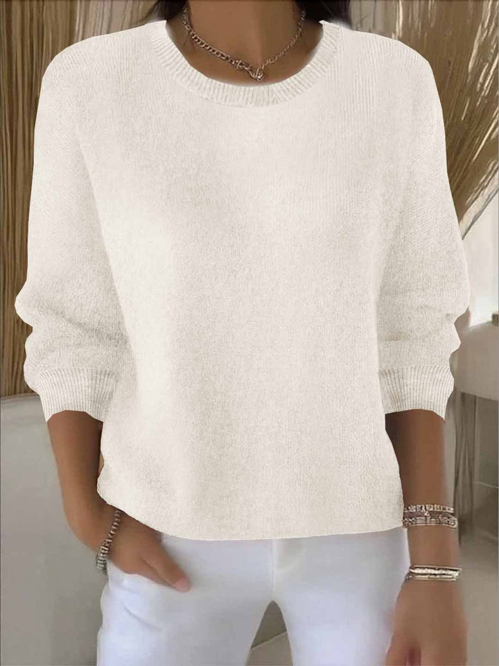 Ribbed Knit Jumper with Round Neck