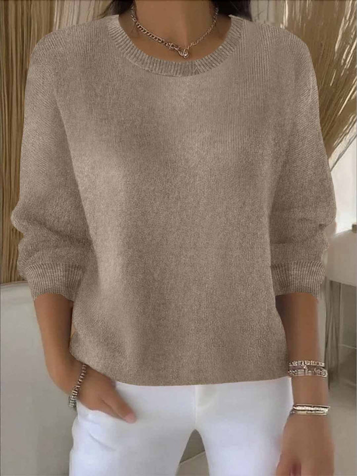 Ribbed Knit Jumper with Round Neck