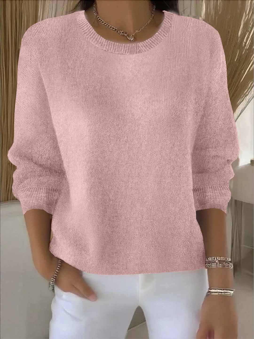 Ribbed Knit Jumper with Round Neck