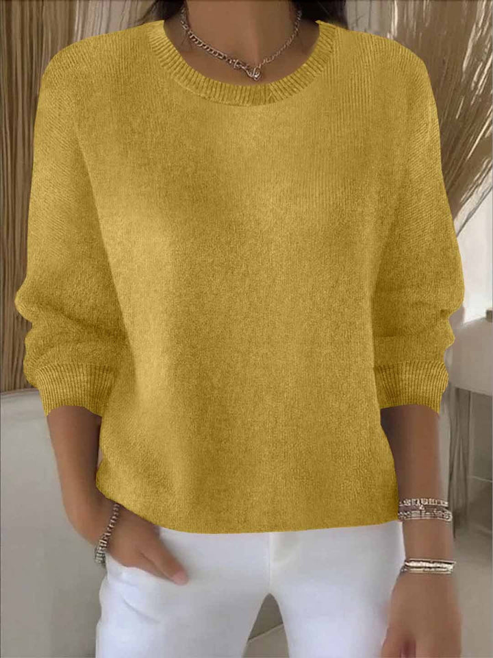 Ribbed Knit Jumper with Round Neck