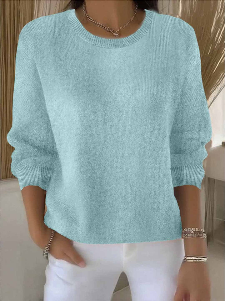 Ribbed Knit Jumper with Round Neck