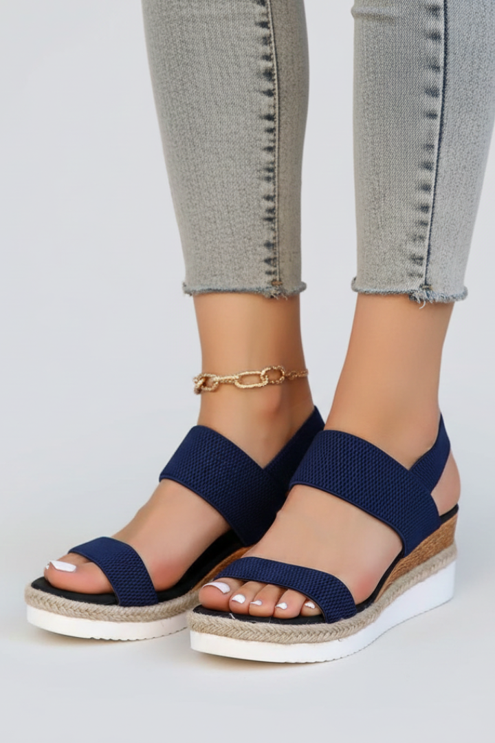 Women’s Sandals with Elastic Upper and Raised Sole
