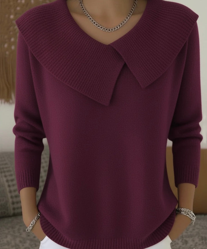 Ribbed Knit Jumper with Collar