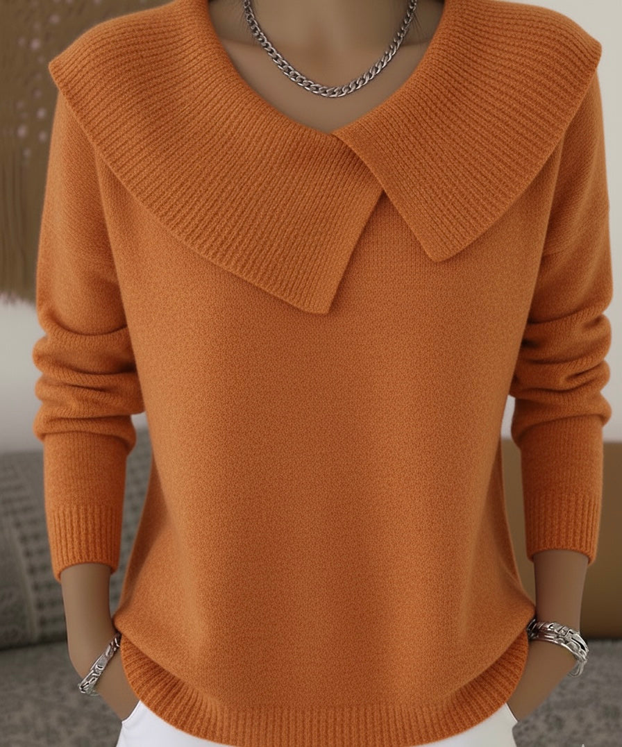 Ribbed Knit Jumper with Collar