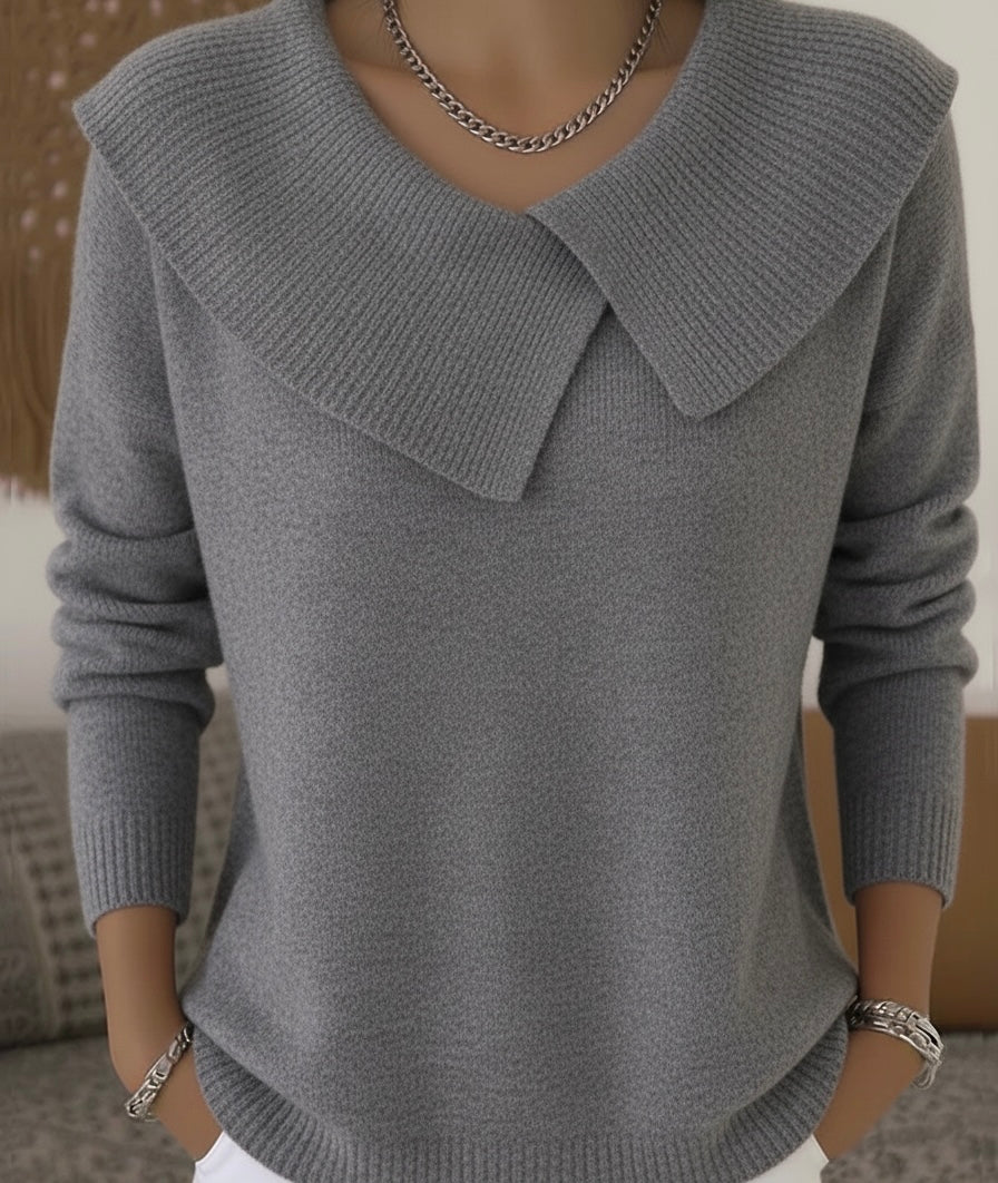 Ribbed Knit Jumper with Collar