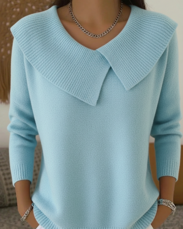 Ribbed Knit Jumper with Collar