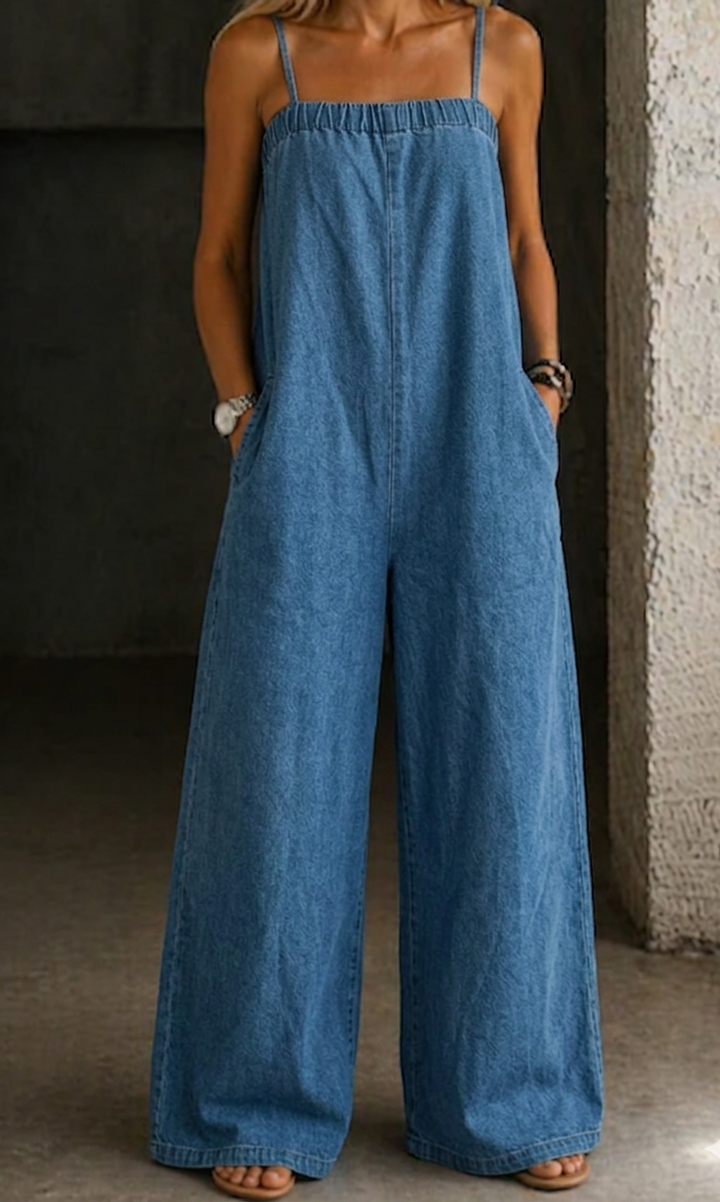 Denim Wide-Leg Jumpsuit