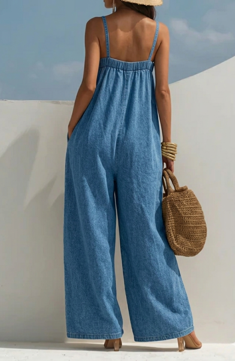 Denim Wide-Leg Jumpsuit
