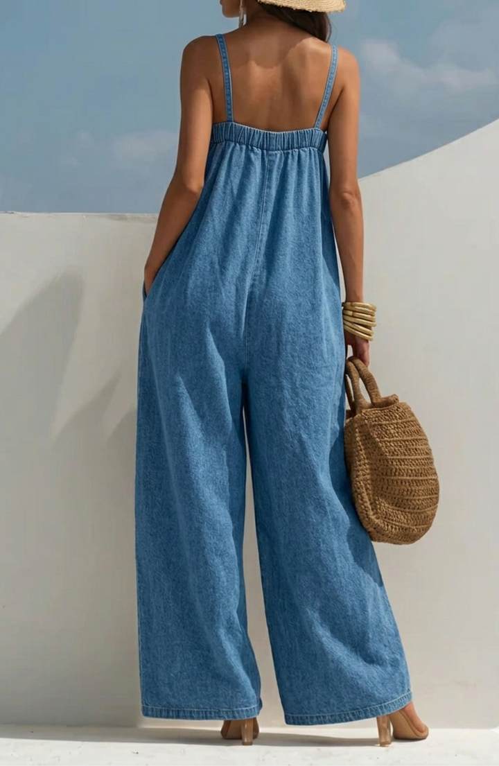 Denim Wide-Leg Jumpsuit