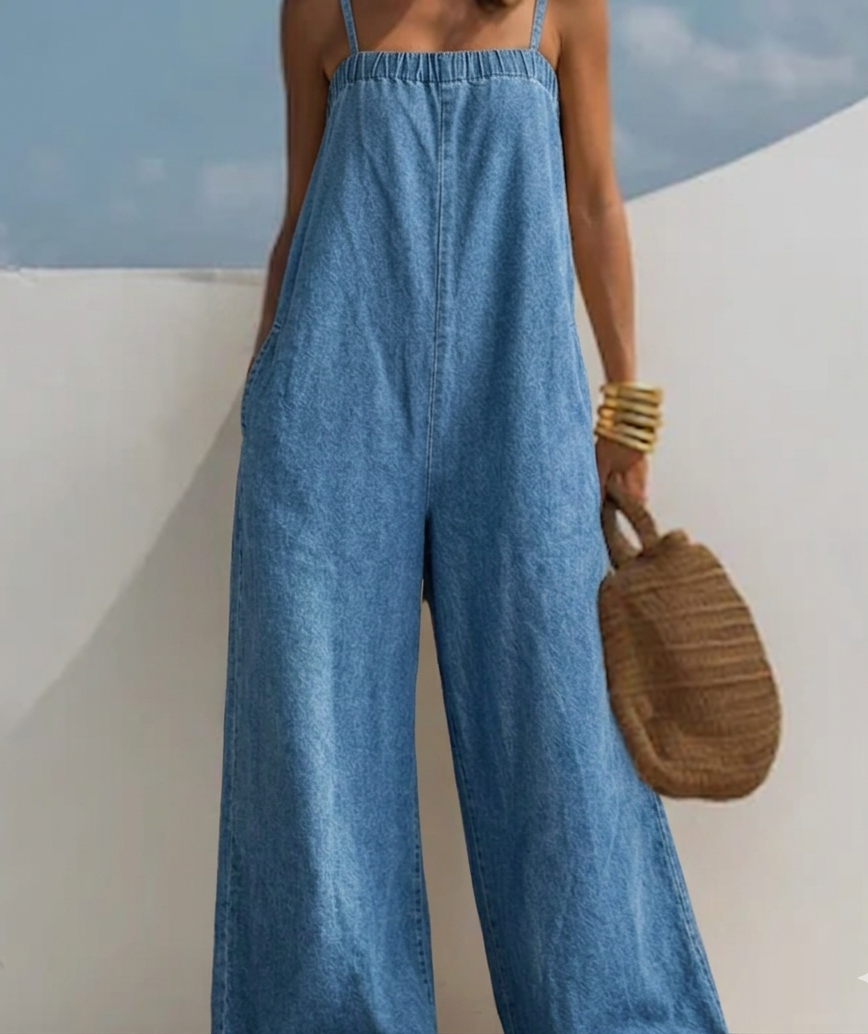 Denim Wide-Leg Jumpsuit