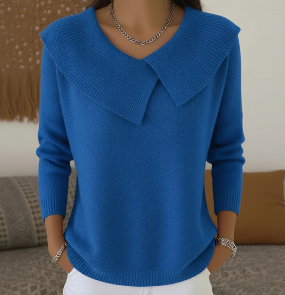 Ribbed Knit Jumper with Collar