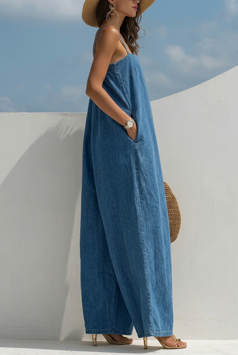 Denim Wide-Leg Jumpsuit