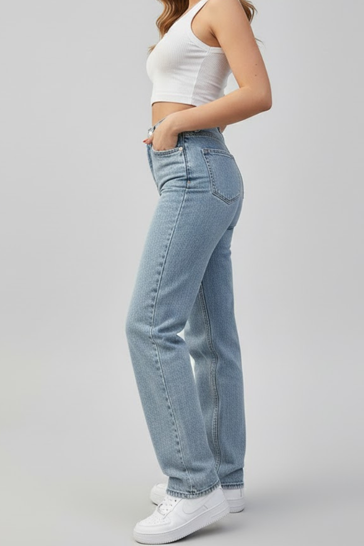 Women’s Jeans with High Waist and Butterfly Print