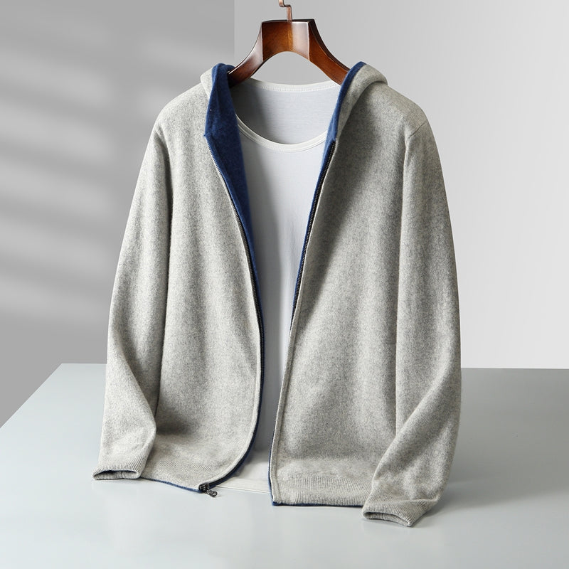 Reversible Hooded Cashmere Cardigan