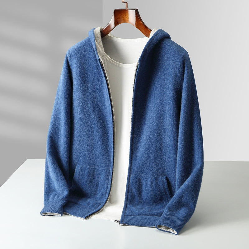 Reversible Hooded Cashmere Cardigan