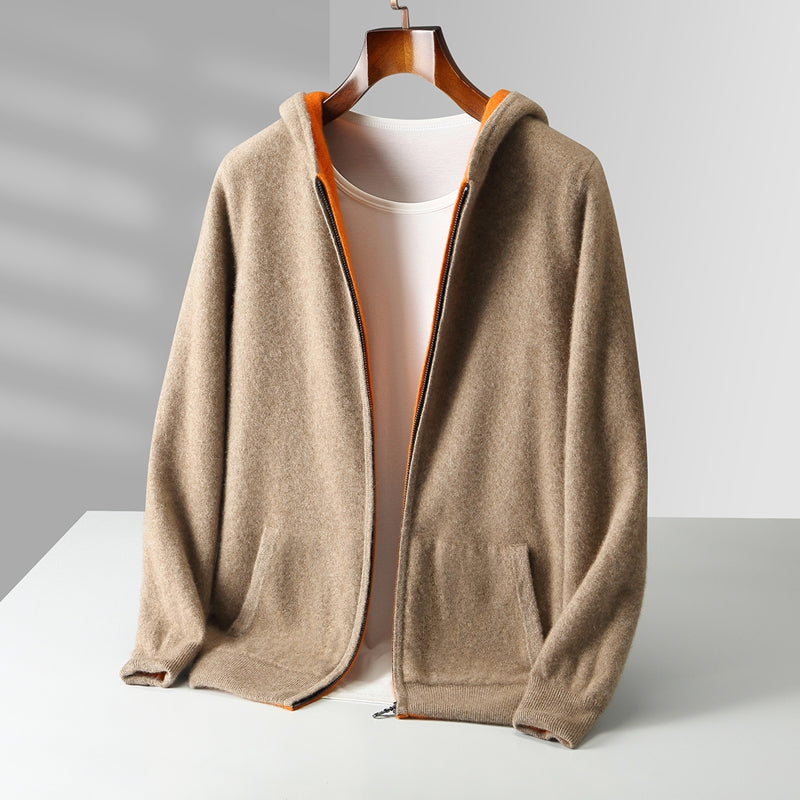 Reversible Hooded Cashmere Cardigan