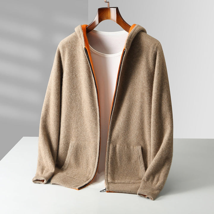 Reversible Hooded Cashmere Cardigan