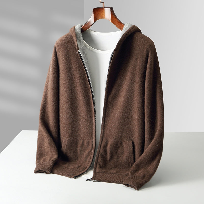 Reversible Hooded Cashmere Cardigan