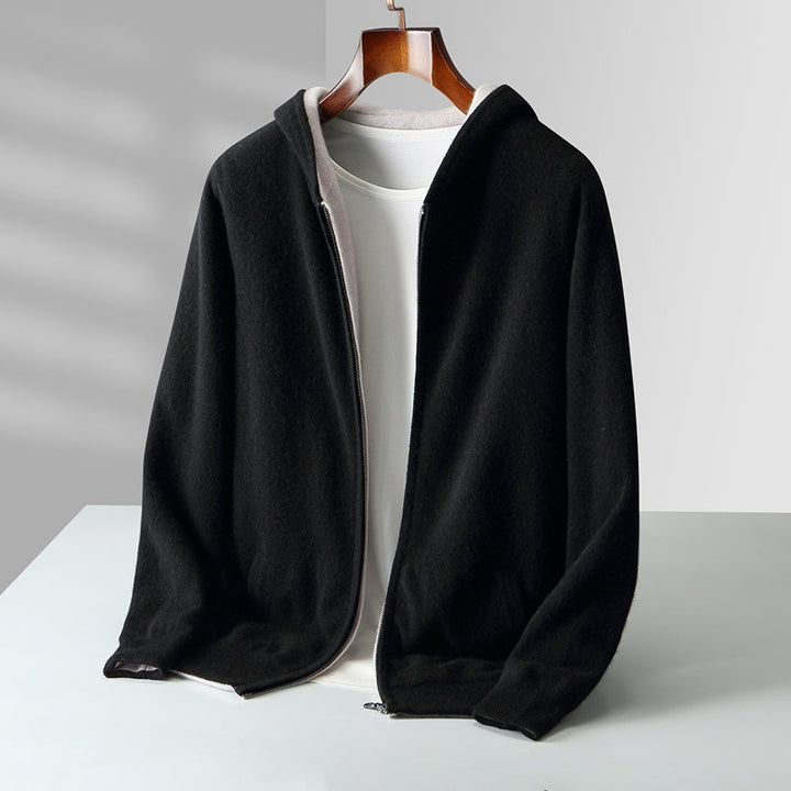 Reversible Hooded Cashmere Cardigan