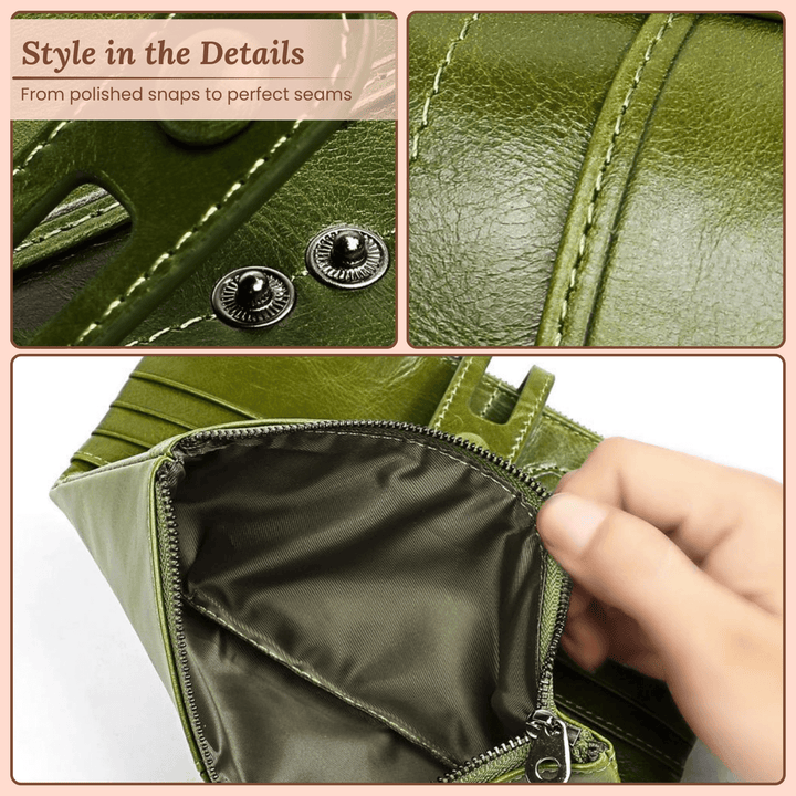 Tri-Fold Leather Clutch Wallet