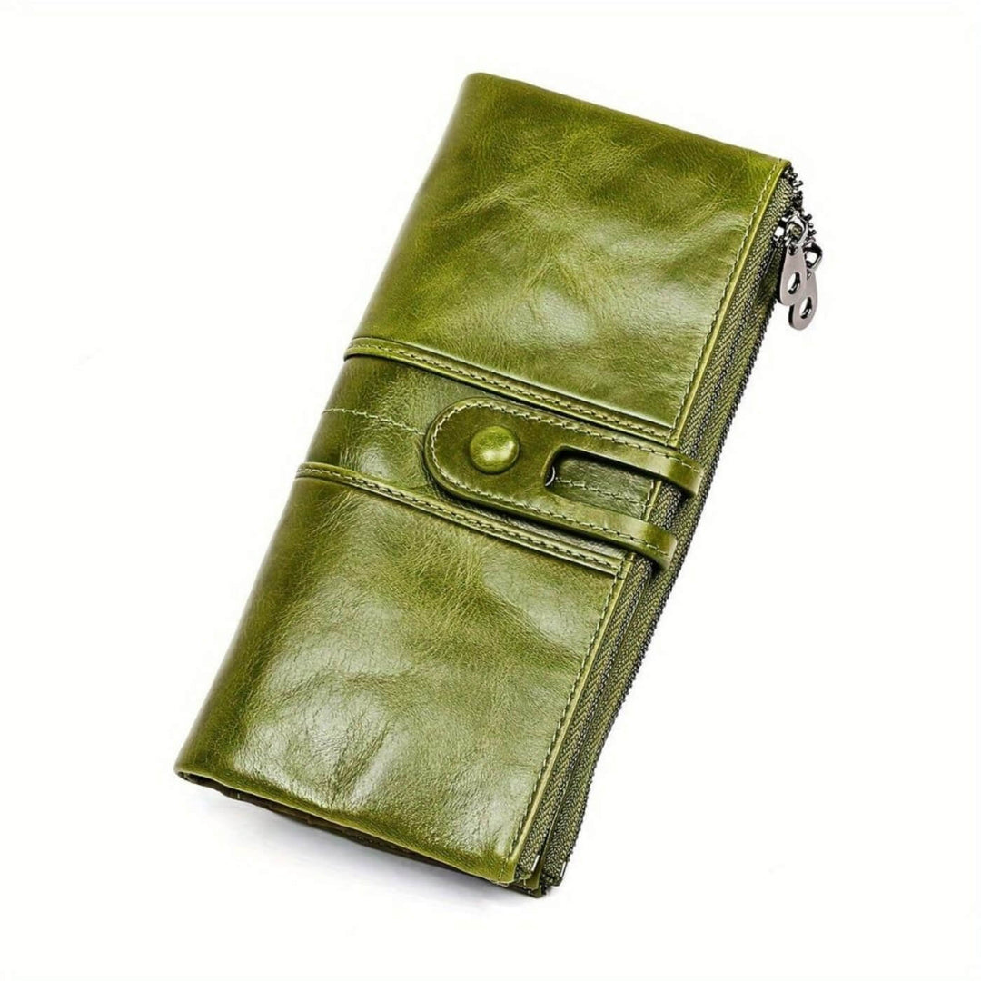 Tri-Fold Leather Clutch Wallet