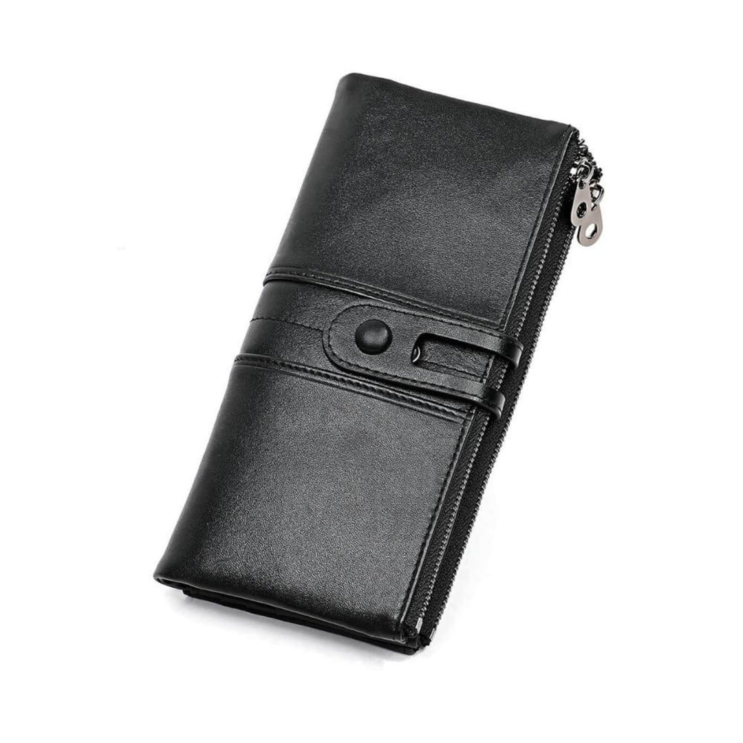 Tri-Fold Leather Clutch Wallet