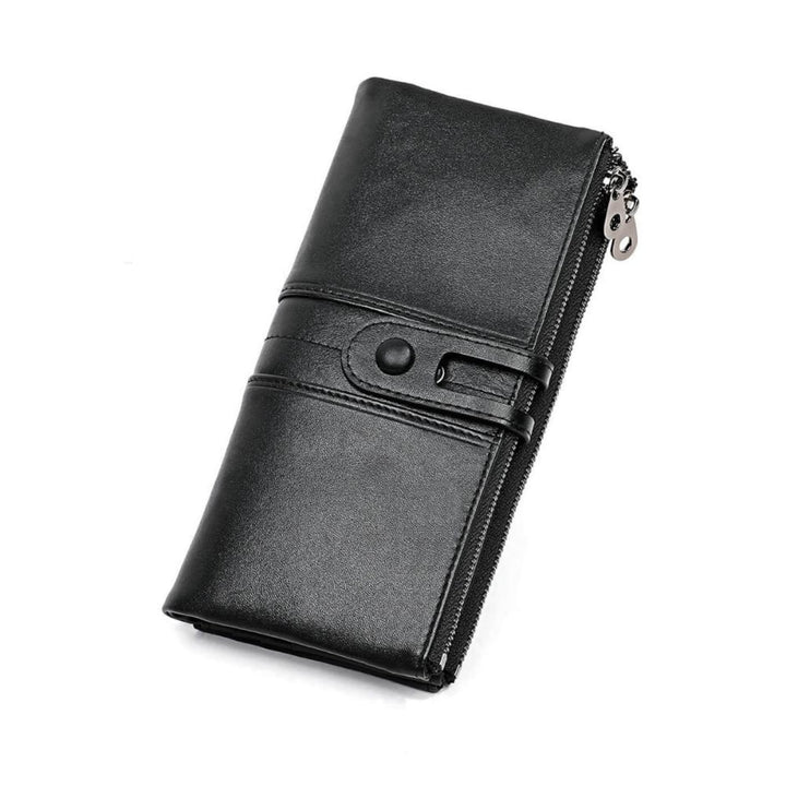 Tri-Fold Leather Clutch Wallet