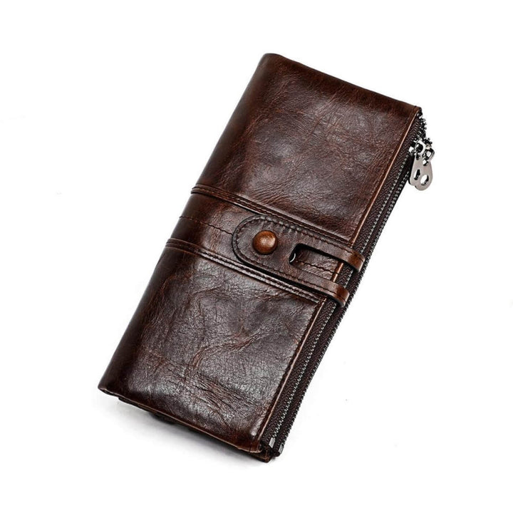 Tri-Fold Leather Clutch Wallet