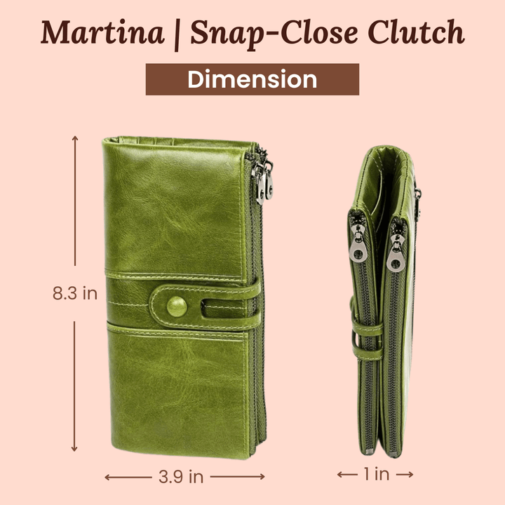 Tri-Fold Leather Clutch Wallet