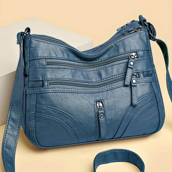 Multi-Pocket Leather Shoulder Bag