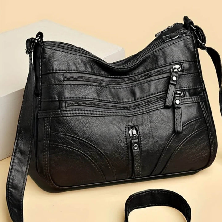Multi-Pocket Leather Shoulder Bag