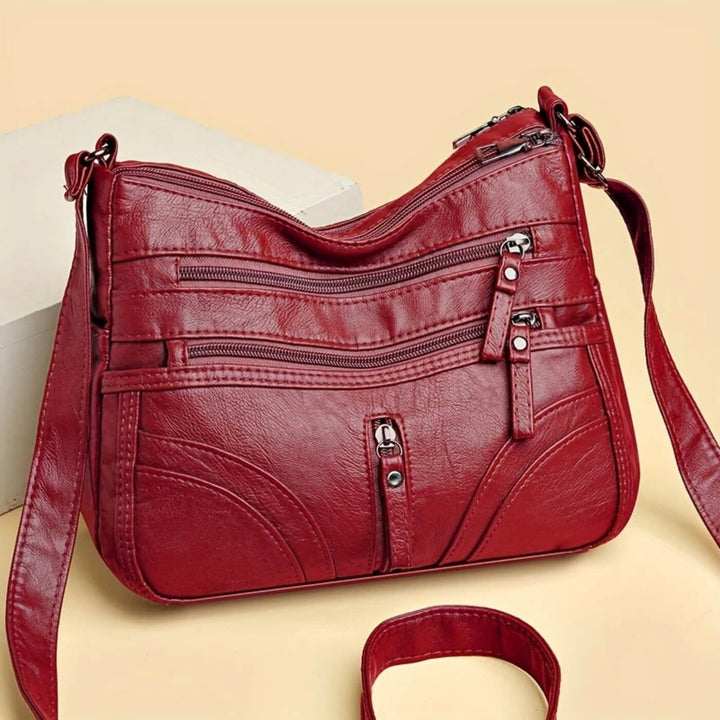 Multi-Pocket Leather Shoulder Bag