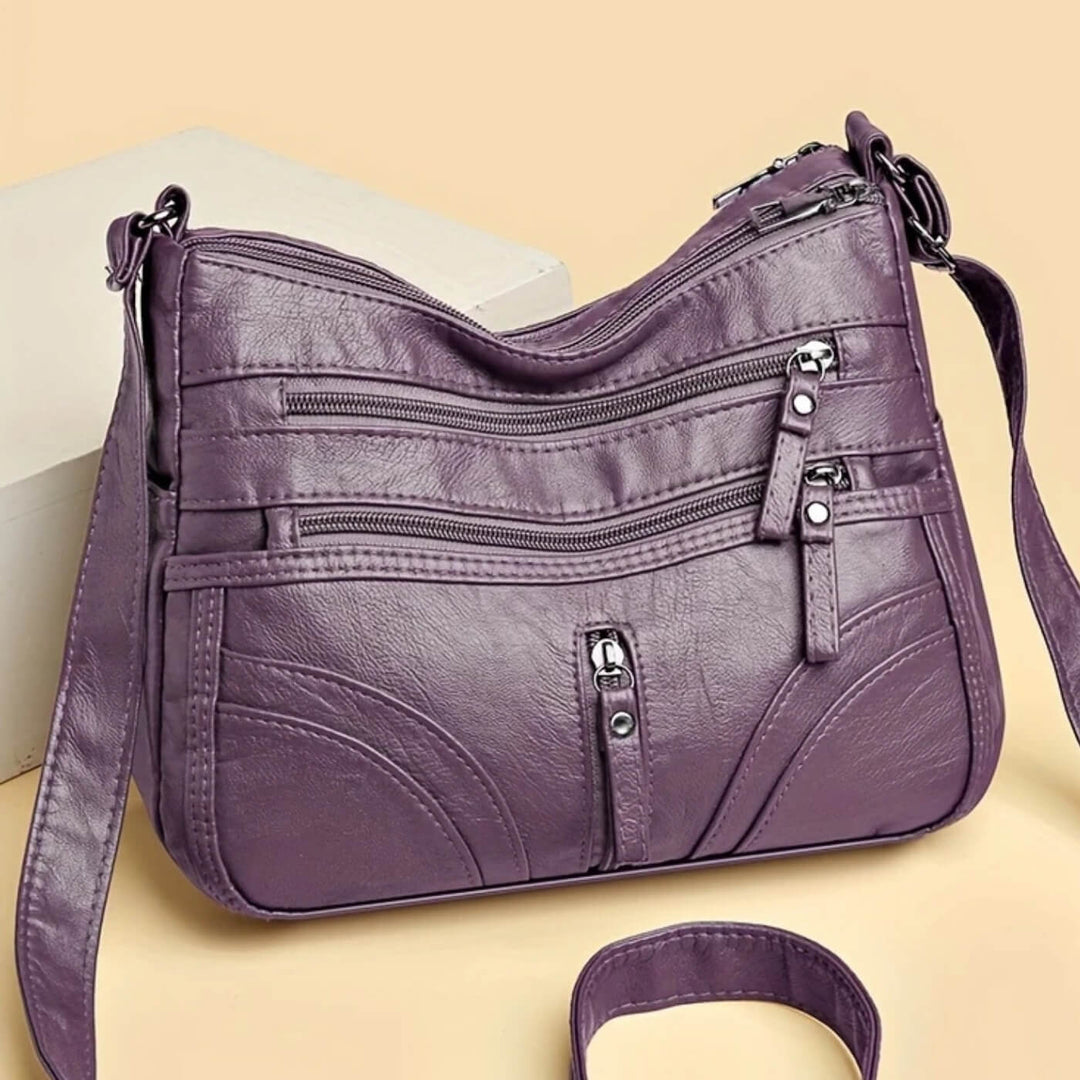 Multi-Pocket Leather Shoulder Bag