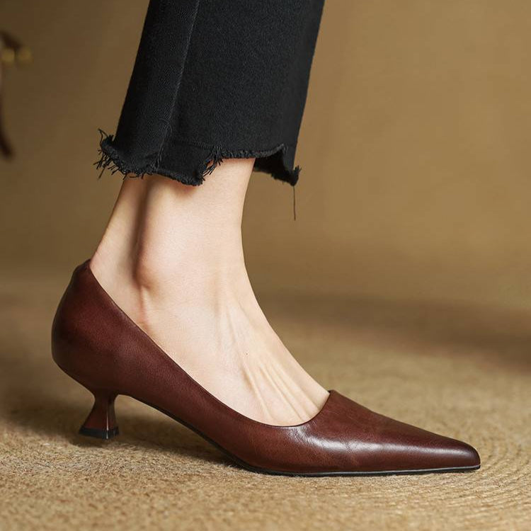Pointed Toe Leather Pumps