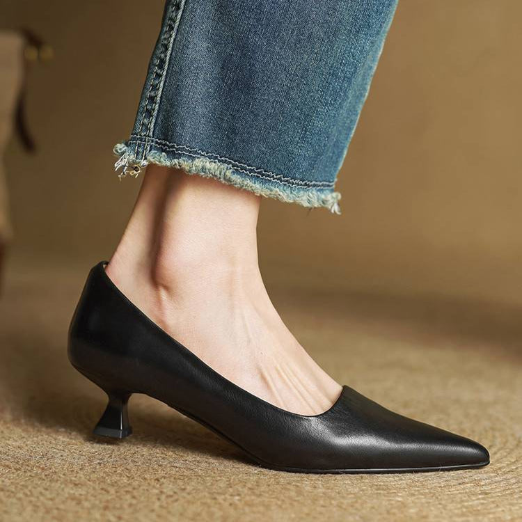 Pointed Toe Leather Pumps