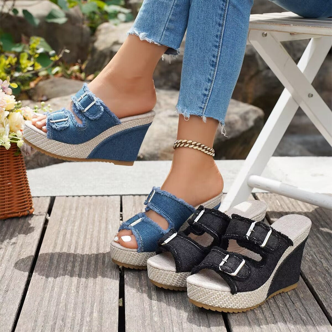 Fray Edge Wedge Sandals