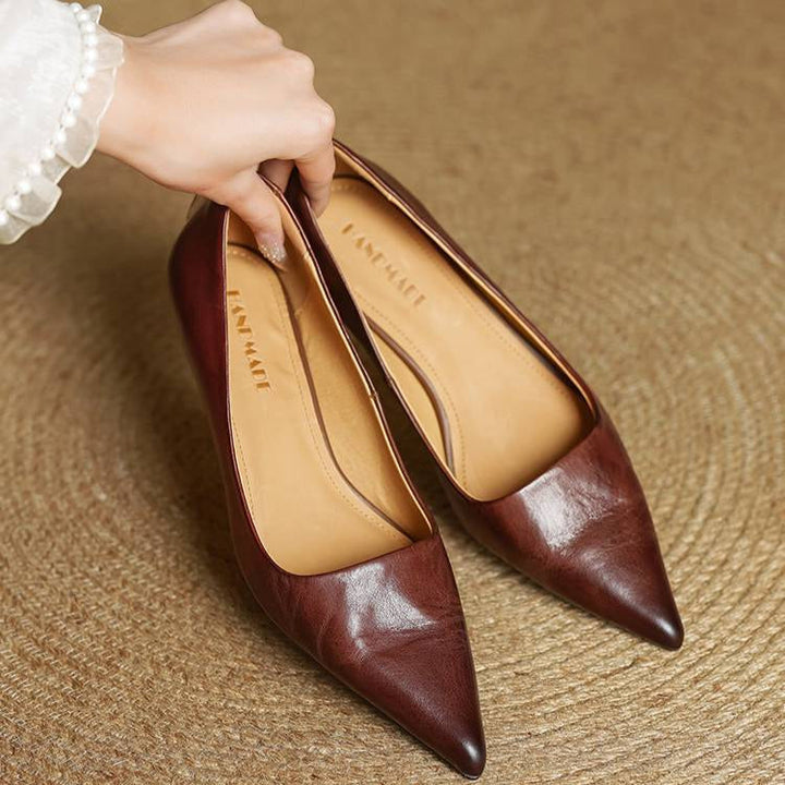 Pointed Toe Leather Pumps