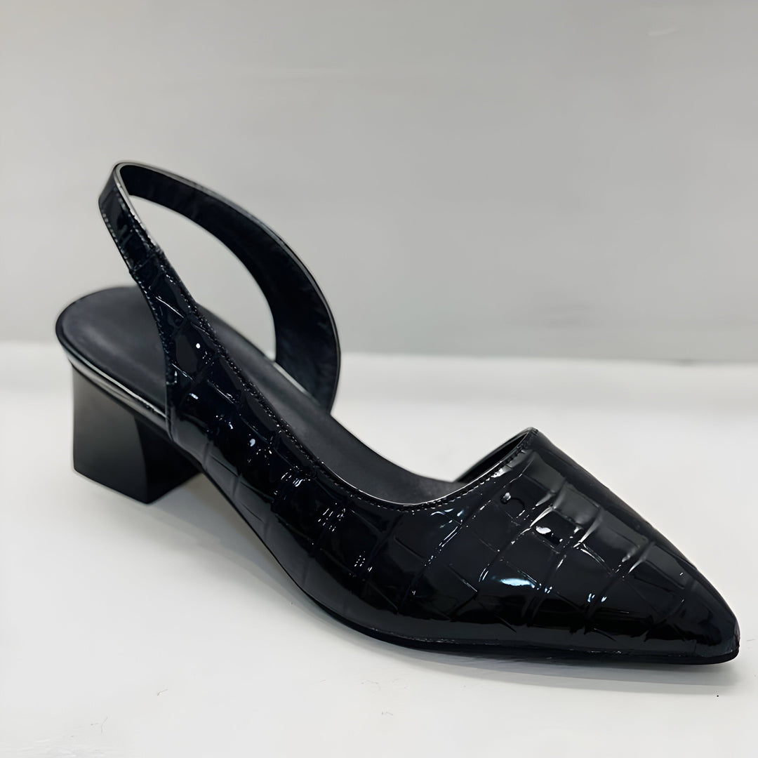 Patent Leather Pointed-Toe Slingback Heels